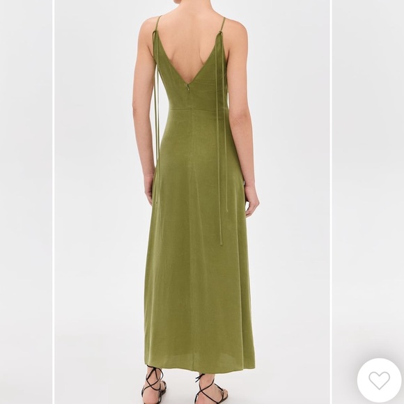 St. Agni Gathered Tie Dress in Olive - Picture 2 of 8